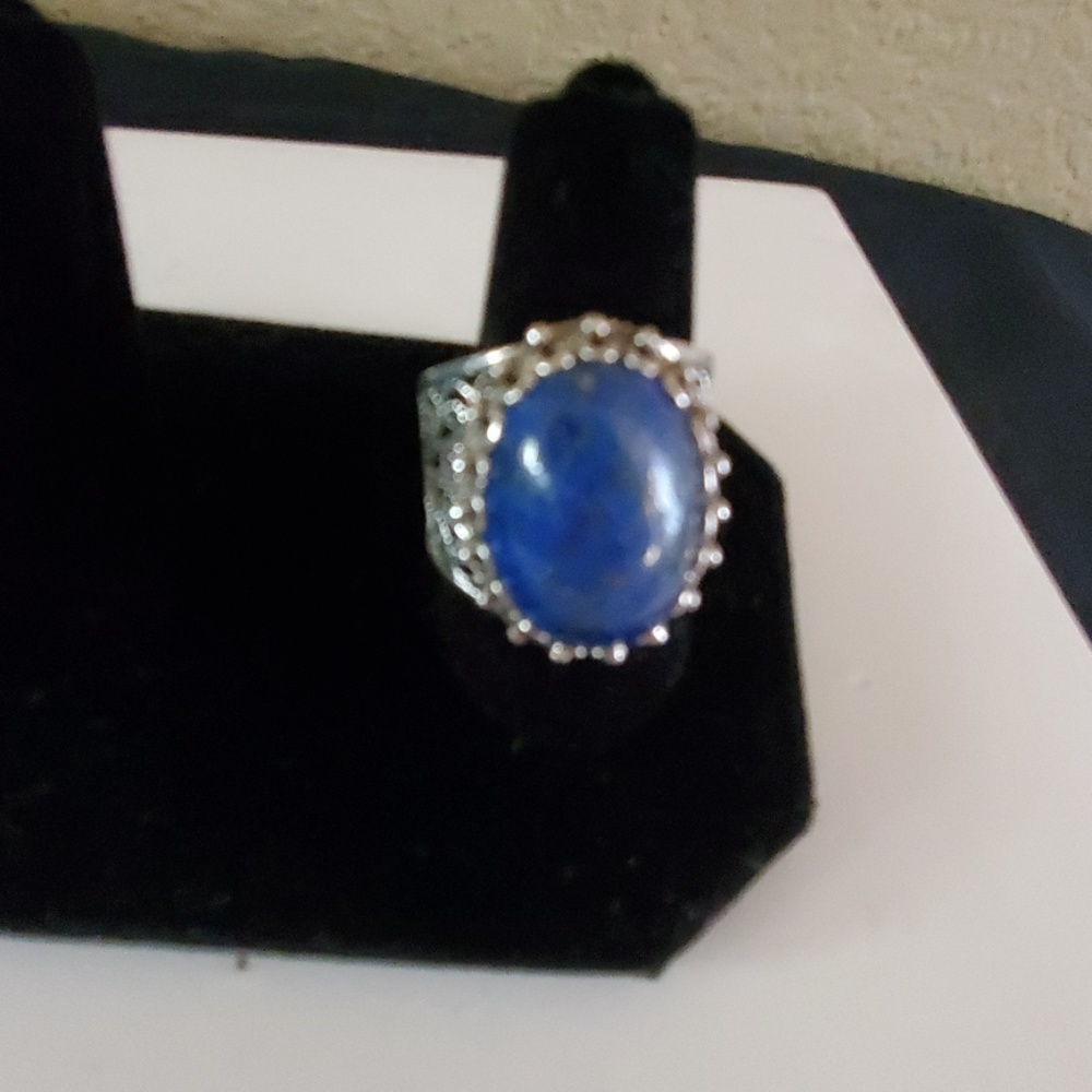 Lapis Gemstone sterling silver ring